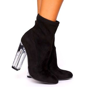 BAMBOO NightLife Stiletto Faux Suede Booties-10M-Black